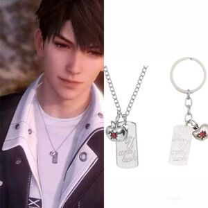 NEW Love and Deepspace Caleb When U Come Back Pendant Necklace and Keychain Set